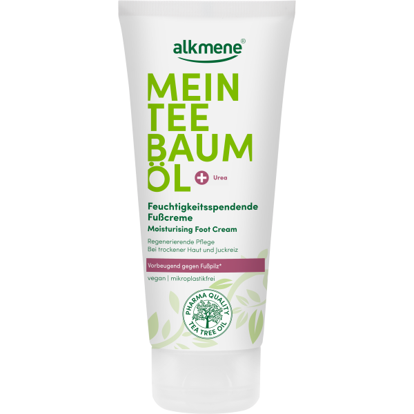 Produktbild Tube alkmene MEIN TEEBAUMÖL Feuchtigkeitsspendende Fußcreme