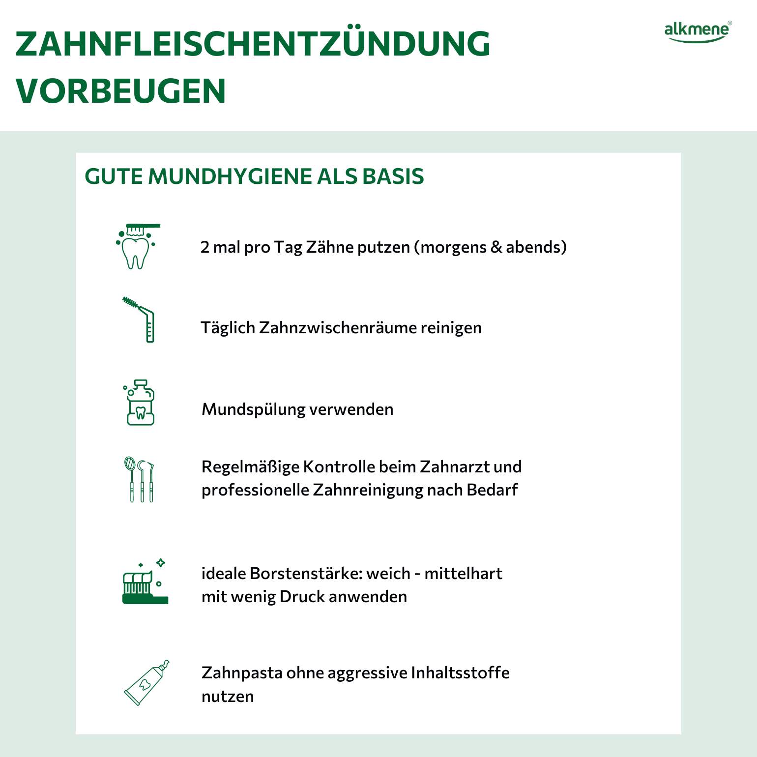 Infografik: Entzündetem Zahnfleisch durch gute Mundhygiene vorbeugen