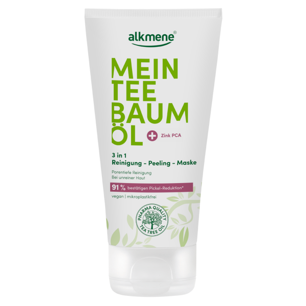 Produktbild Tube alkmene MEIN TEEBAUMÖL 3 in 1 Reinigung-Peeling-Maske