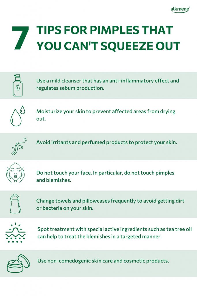 Infografic with tips on how to treet pimples you can't squeeze out