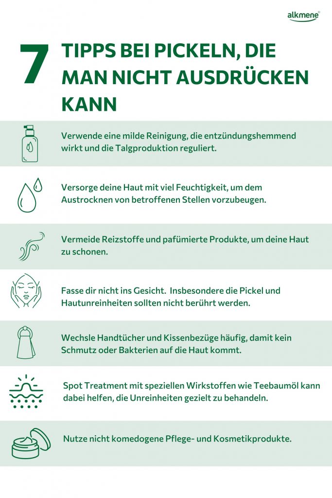 Infografik wie man Pickel behandelt, die man nicht ausdrücken kann